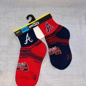 MLB Atlanta Braves Youth Quarter Socks - 2pk: Cushioned Heel & Toe,